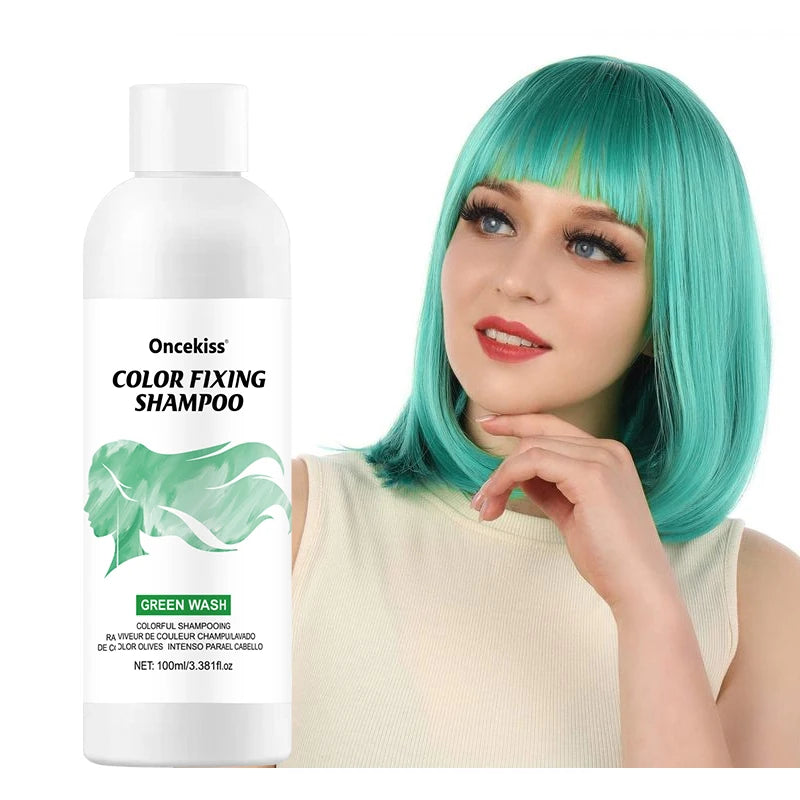 Hair Dye Shampoo,Colorful Color correction & Color fixing Shampoo,Unisex-Adult,Cleaning Nourishing Roots for Daily & Cosplay Use Zpaxo GREEN
