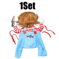 Pet Halloween Costume Knife Wig Scary Dog Roleplay Outfit Christmas