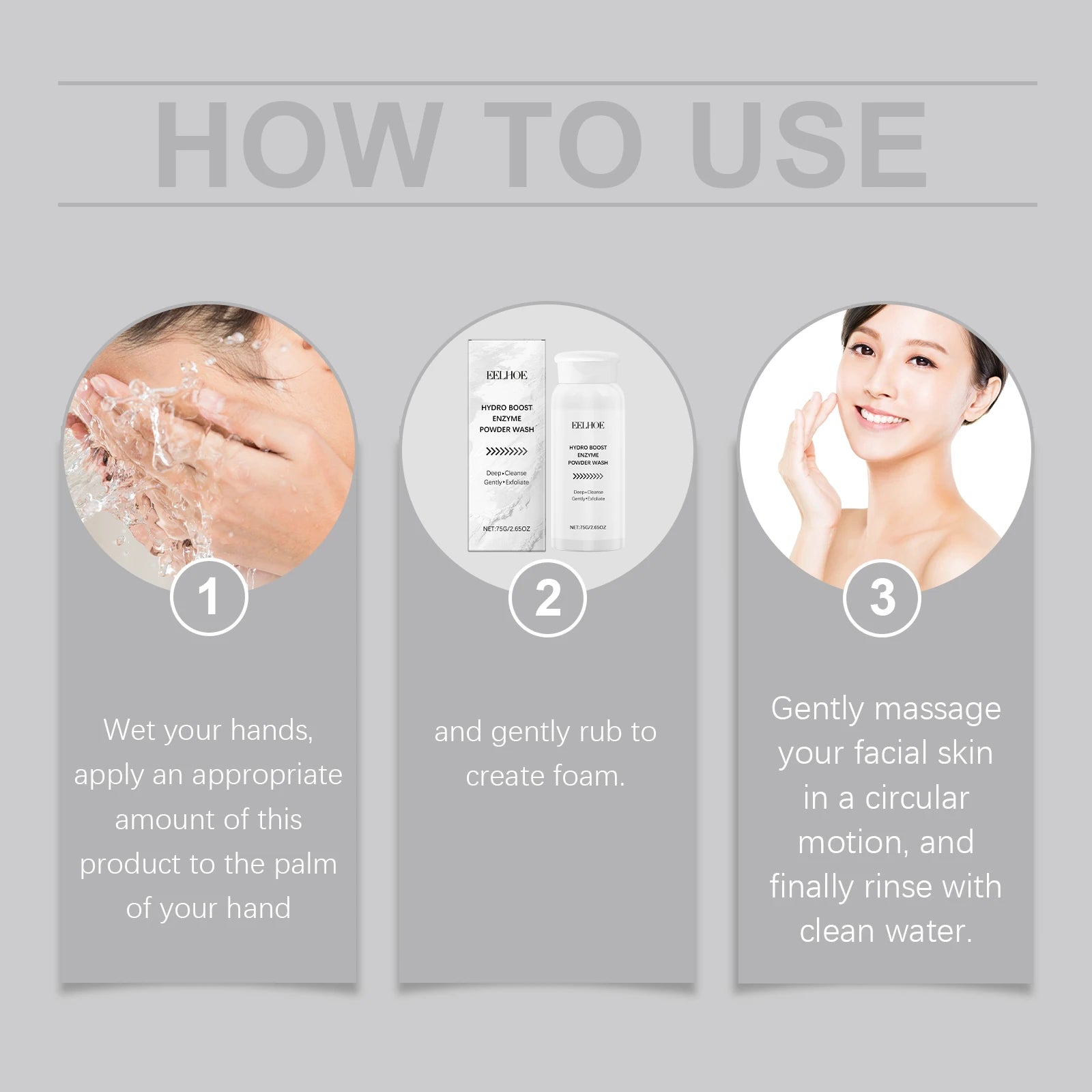 Enzyme Face Wash Powder 75g Gentle Exfoliating Cleanser for Sensitive Skin Removes Dirt Brightens Skin Travel Friendly Formula Zpaxo