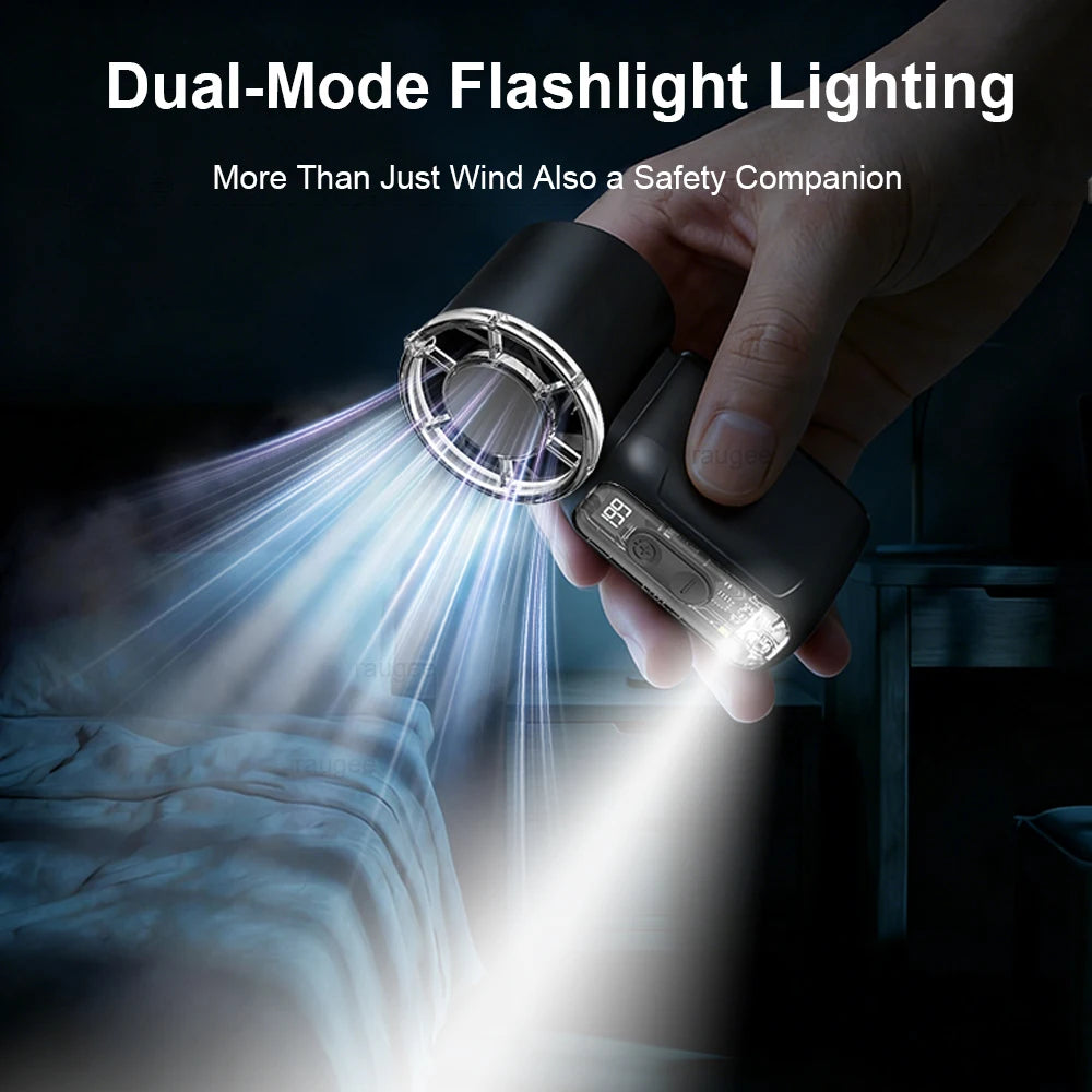 Portable Pocket Fan Rechargeable 1200mAh Mini Handheld LED Display