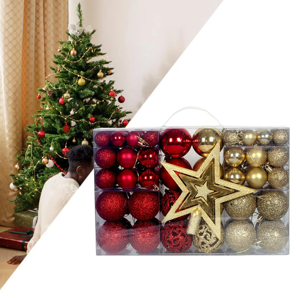 Christmas Ball Ornaments DIY Decorative Durable Tree Star Hanging Zpaxo Gold Red