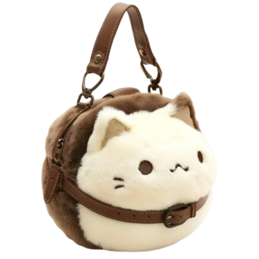 Cute Plush Cat Bag Handbag Cute Stuffed Animal Handmade Backpack Shoulder Bag Ideal Gift Fos Girl Kitty Collection Crossbody bag Zpaxo A