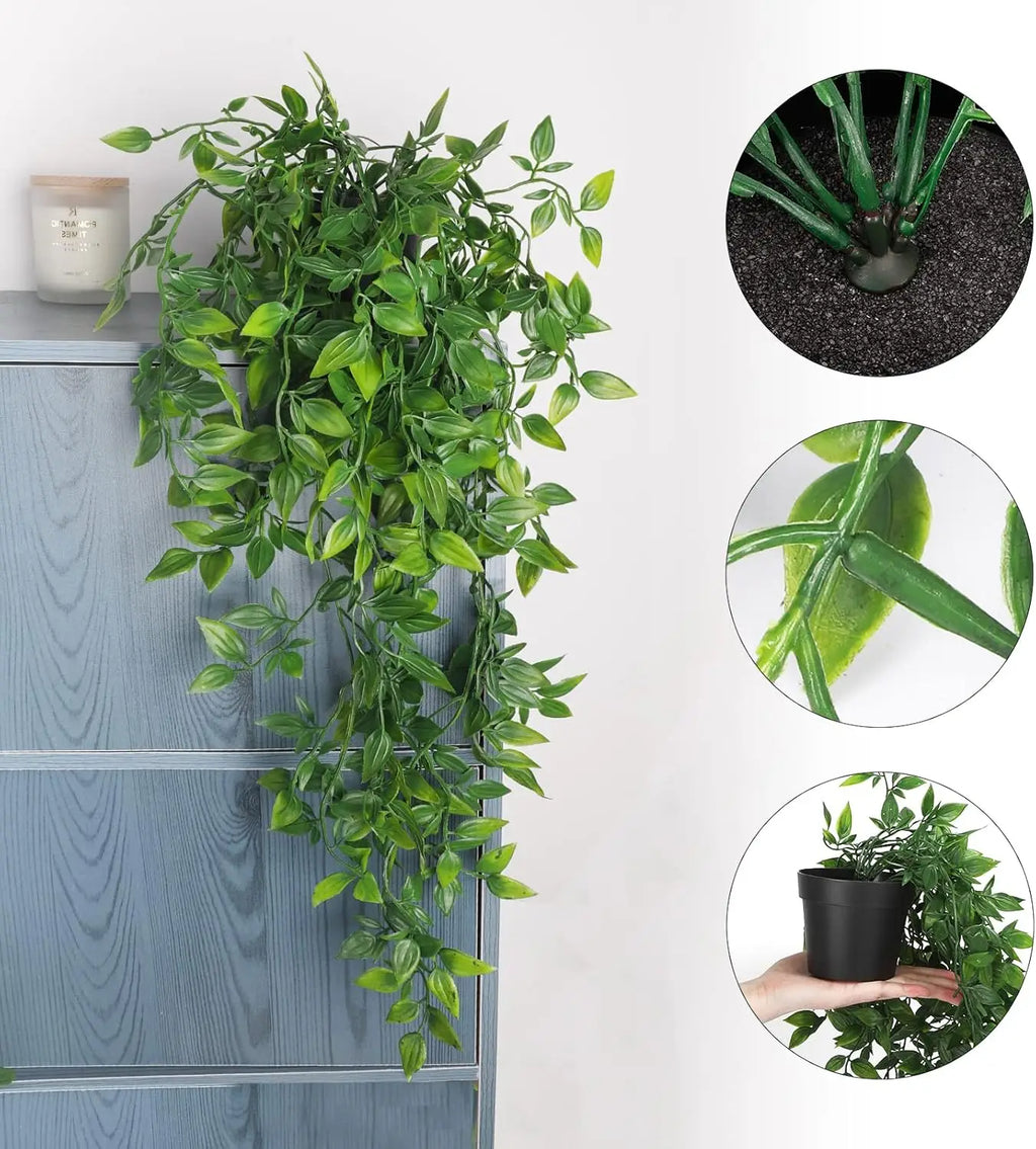Artificial Hanging Plants Set – String of Pearls, Ivy & Fern