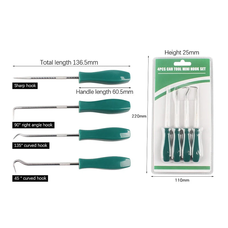 4-Pc Oil Seal Screwdriver & O-Ring Remover Pick Hook Set