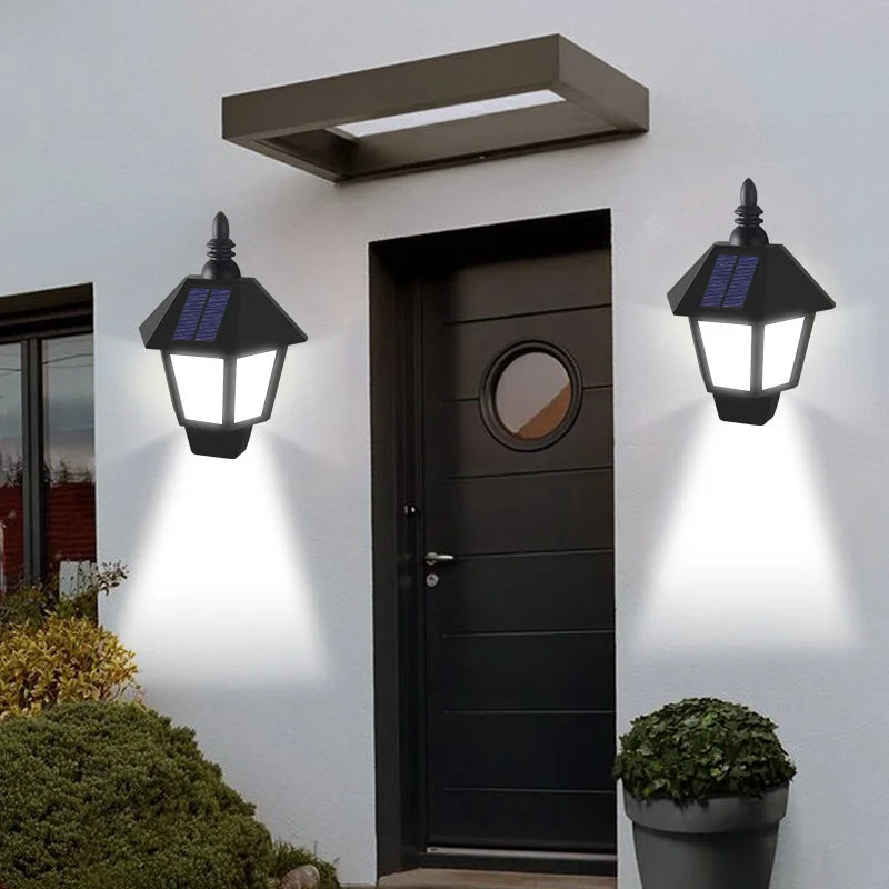 Solar Flame Wall Lights Sensor Flickering Outdoor Waterproof Security Zpaxo