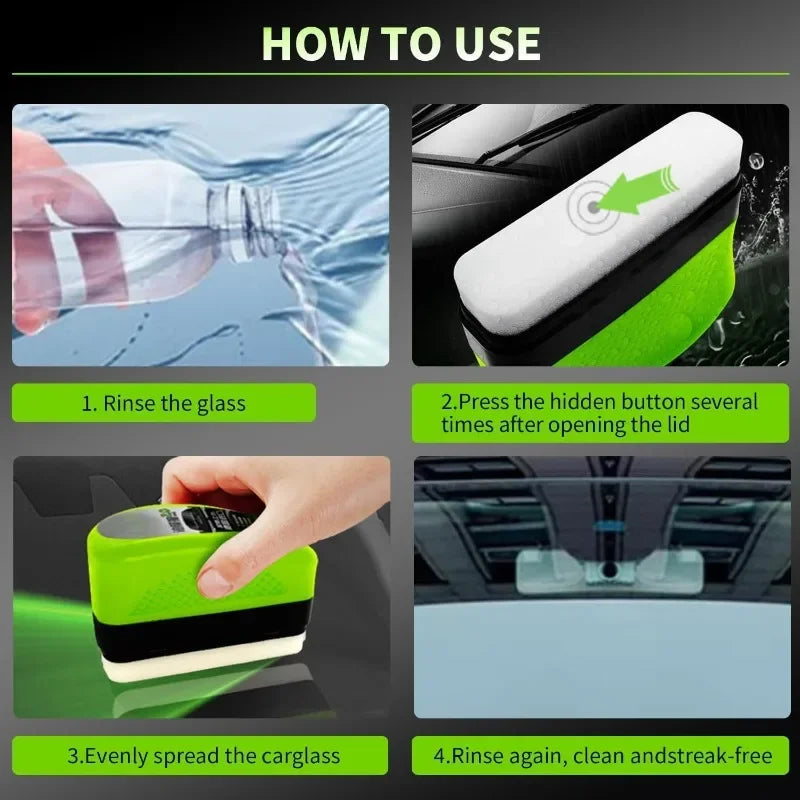 Auto Glass Oil Film Remover Brush + 150ml Cleaner | Zpaxo