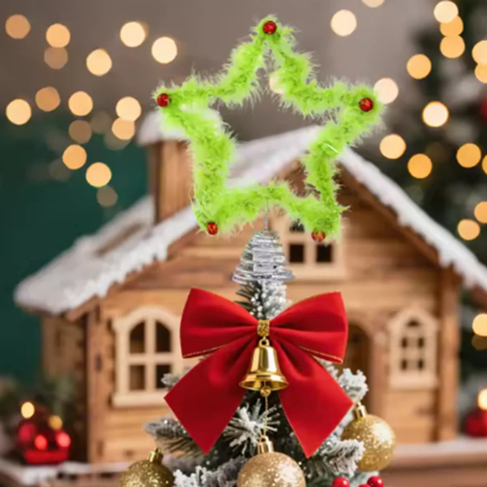 Green Star Christmas Tree Topper – Plush & Iron Ornament Christmas Tree Topper Zpaxo