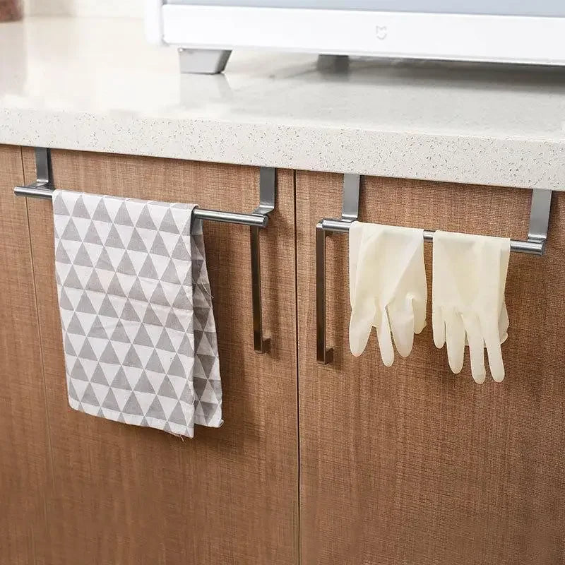 1Pcs Stainless Steel Extendable Over Door Towel Rack Organizer For Bathroom Kitchen Cabinet Adjustable Hanging Storage Bar Zpaxo