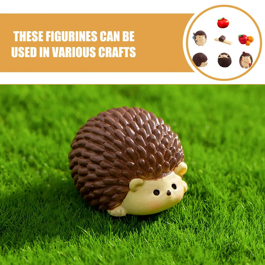 Resin Mini Hedgehog Decor Small Animal Ornament Indoor Outdoor Micro