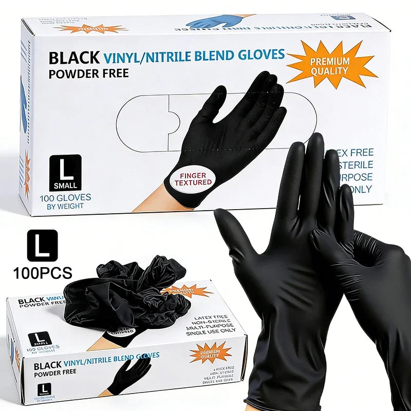 Disposable Nitrile Gloves Food Contact Thick Durable Suitable Strong Zpaxo L Black
