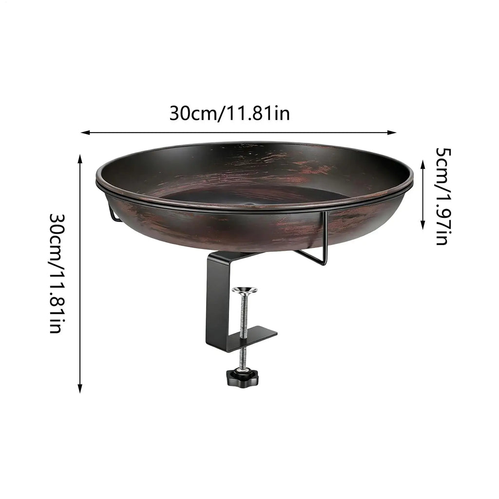 Bird Bath with Adjustable Clamp Retro Garden Decor Bird Bath Feeder for Railing for Outdoor Garden Patio Backyard Railing Fence Zpaxo