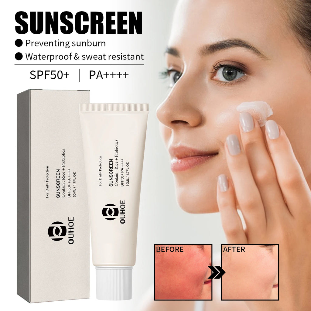 SPF 50 Face Sunscreen Non Greasy UV Protection Moisturizing Cream for Sensitive Skin Lightweight Travel Size 50ml Rice Probiotic Zpaxo
