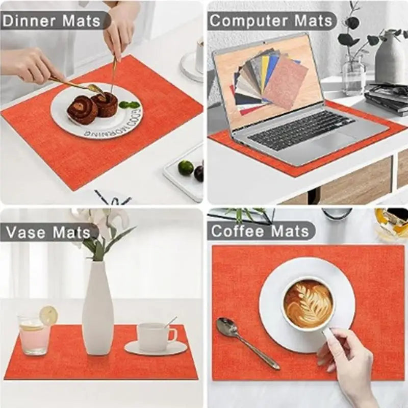 Double Side Leather Table Mats And Coasters Waterproof Nonslip Washable Placemat Zpaxo
