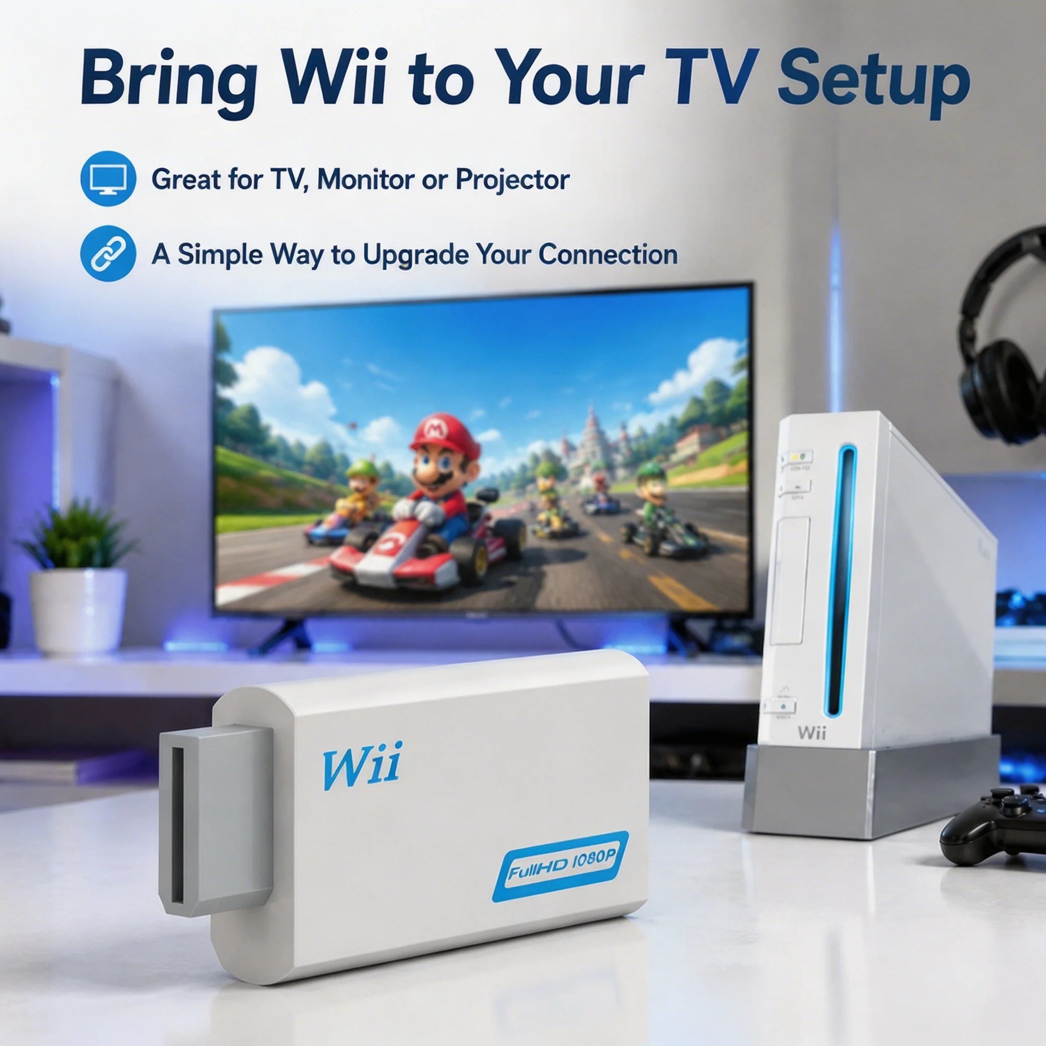 Full HD HDMI-Compatible Adapter Wii Console Converter Jack Audio Zpaxo