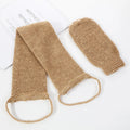 Hemp & Jute Exfoliating Back Scrubber Set with Gloves Exfoliating Bath Scrubber Zpaxo Brown
