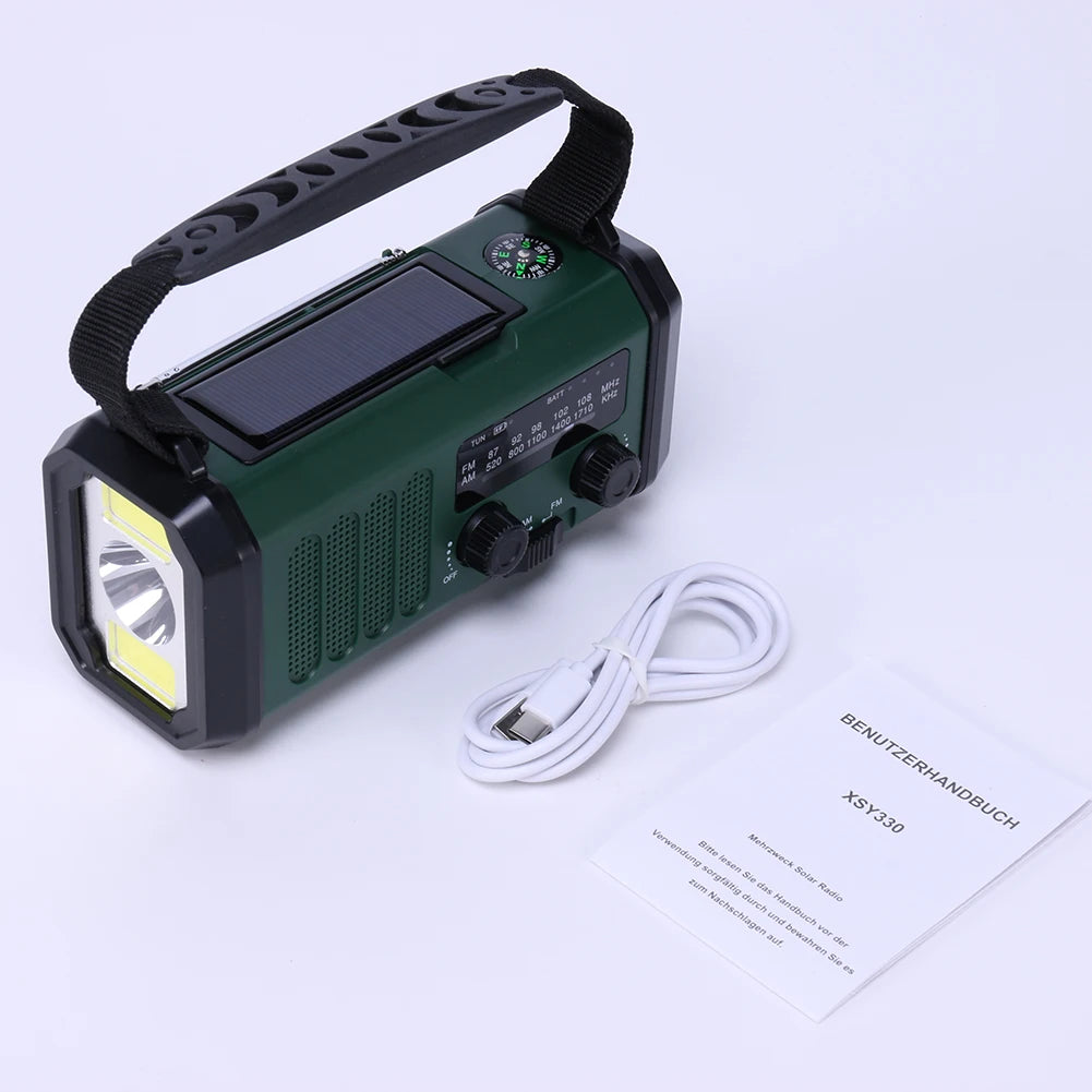 LED Emergency Power Bank AM FM WB 10000mAh Hand Crank Radio