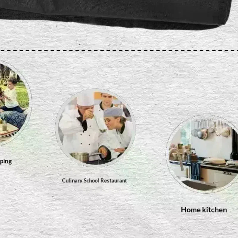 Black Chef Knife Roll Bag 5 Pockets Carry Case Portable Oxford Zpaxo Default Title