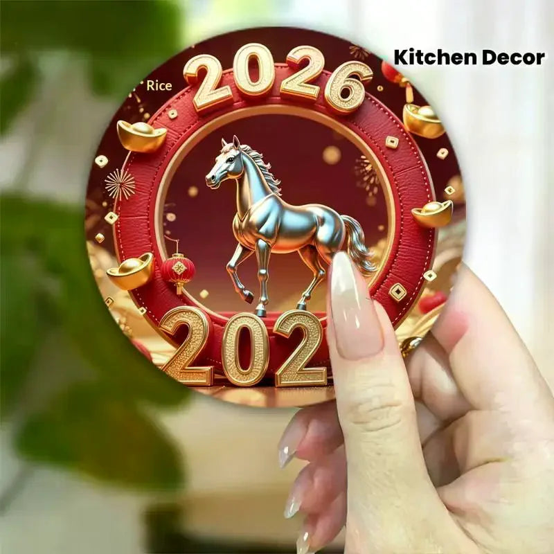 Lantern Sturdy Kitchen Home Decor And Fridge Magnet - Happy New Year 2026 Spring Festival Decor With Red Envelope Horse Zpaxo