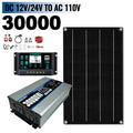 SOECOPO 30000W Complete Solar System Kit: 600W Solar Panel Inverter 2 sockets 12V/24V To 110V/220V 100A Controller Home Camping Zpaxo 12V 24V To 110V 60Hz