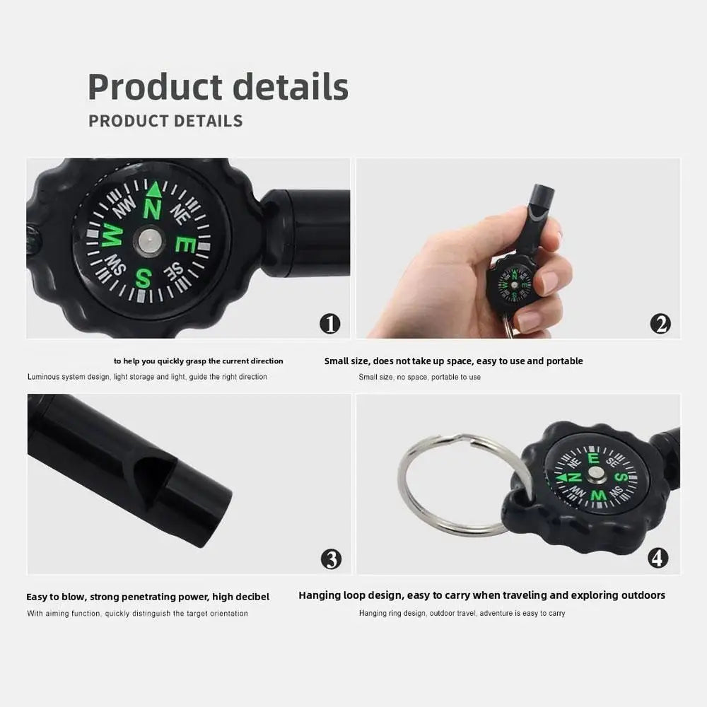 1/2pcs Survival Whistle With Compass Outdoor Multifunctional Tool Multifunctional Tool Loud Whistle 2 In1 Clear Sound For Kayaki Zpaxo