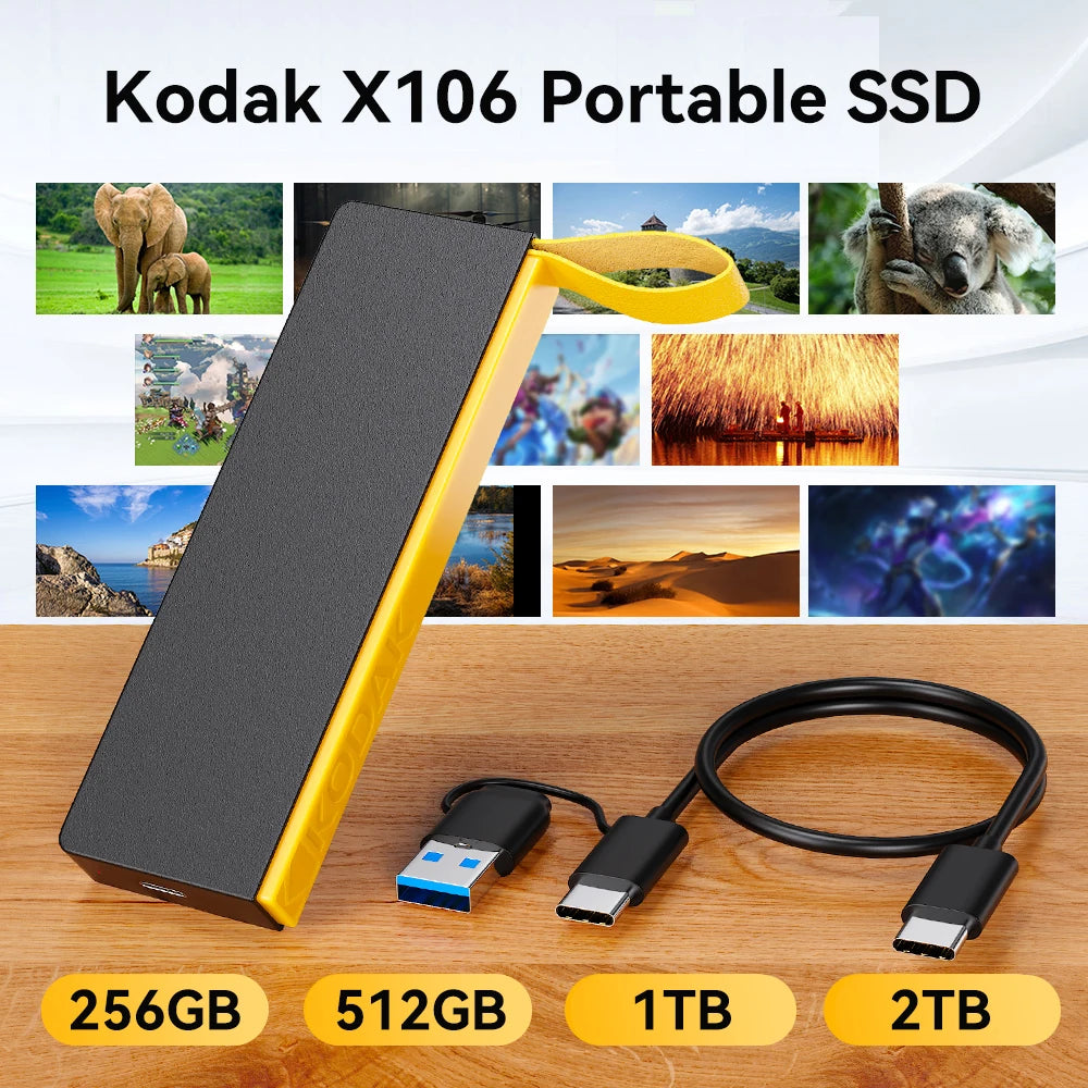 KODAK X106 SSD 1TB External Drive Hard 2TB USB3 1 Portable 256B 512GB Zpaxo