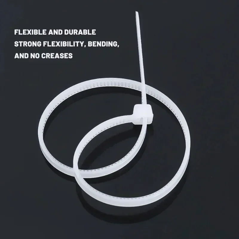 Nylon Cable Ties Adjustable Self-locking Cord Ties Straps Fastening Loop Reusable Plastic Wire Ties For Home Office Zpaxo