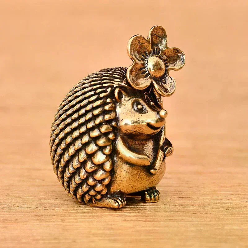 Solid Brass Antique Animal Sculpture Crafts Desk Tea Table Decoration Home Decor Antique Hedgehog Small Ornaments Zpaxo