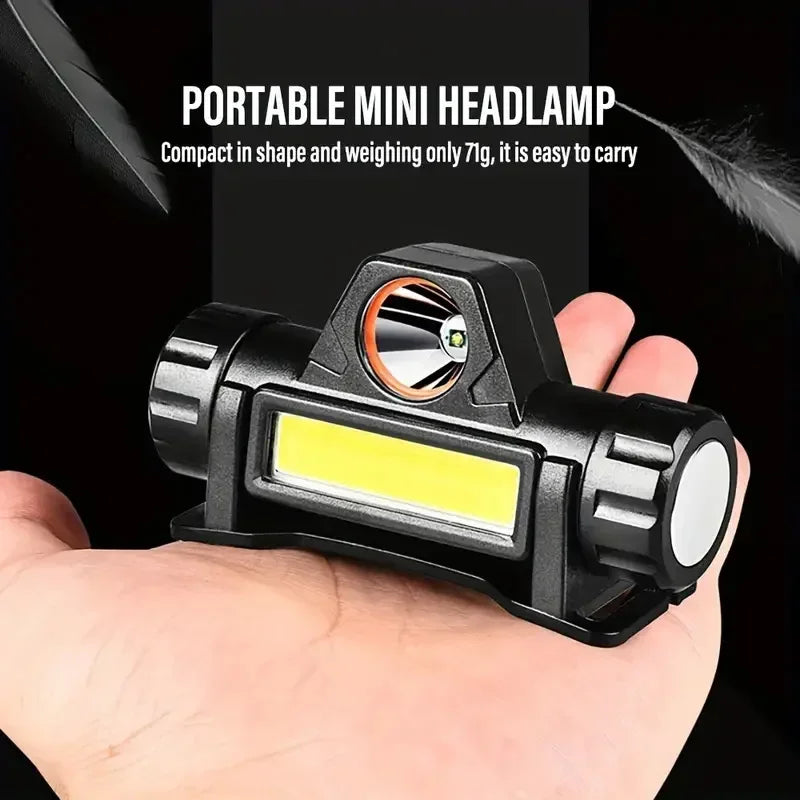 XPE+COB LED Headlamp – USB Rechargeable & Magnetic Torch
