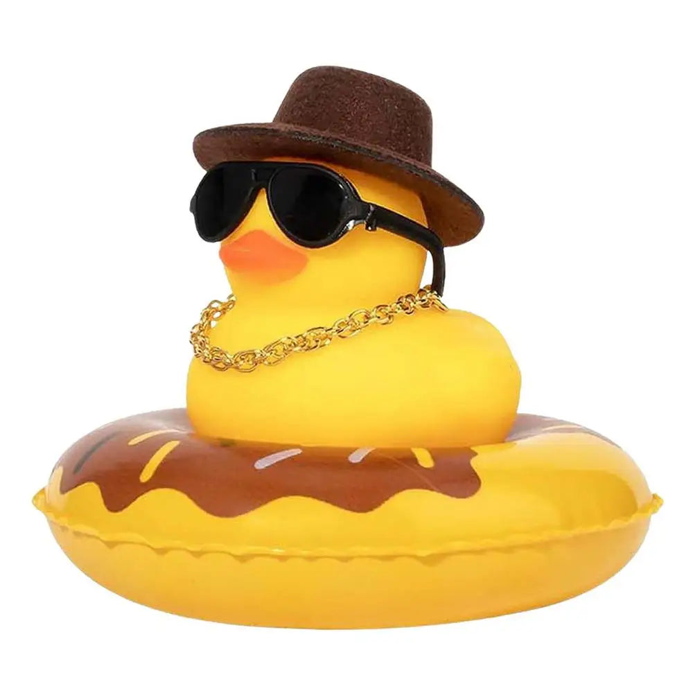 Cycling Accessories Bicycle Bell Duck Rubber Cute Duck Gold Chain Toy Cool Glasses Duck Motorcycle Riding Car Dashboard Decor Zpaxo wine red United States