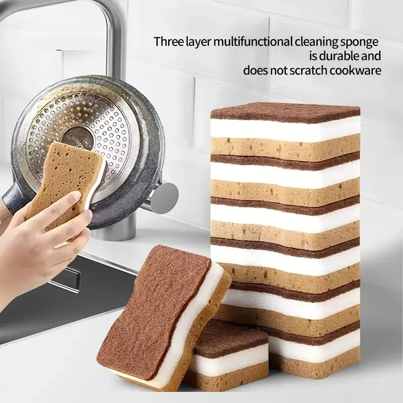 Three-Layer Seaweed Dishwashing Sponges – 2 to 20 Pack