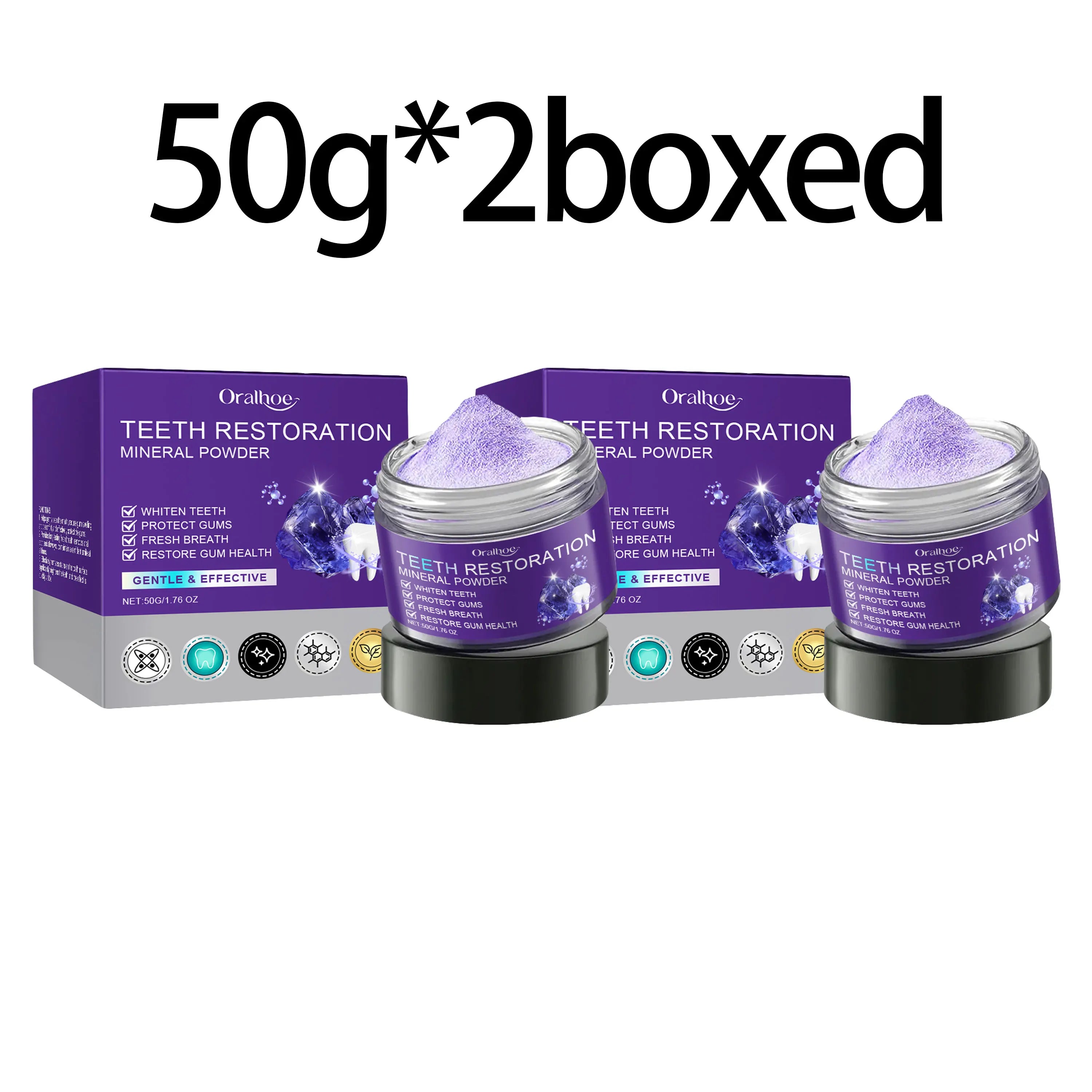 Oralhoe Purple Mineral Whitening Toothpaste – Stain Remover Whitening Toothpaste Zpaxo 50g x 2boxed