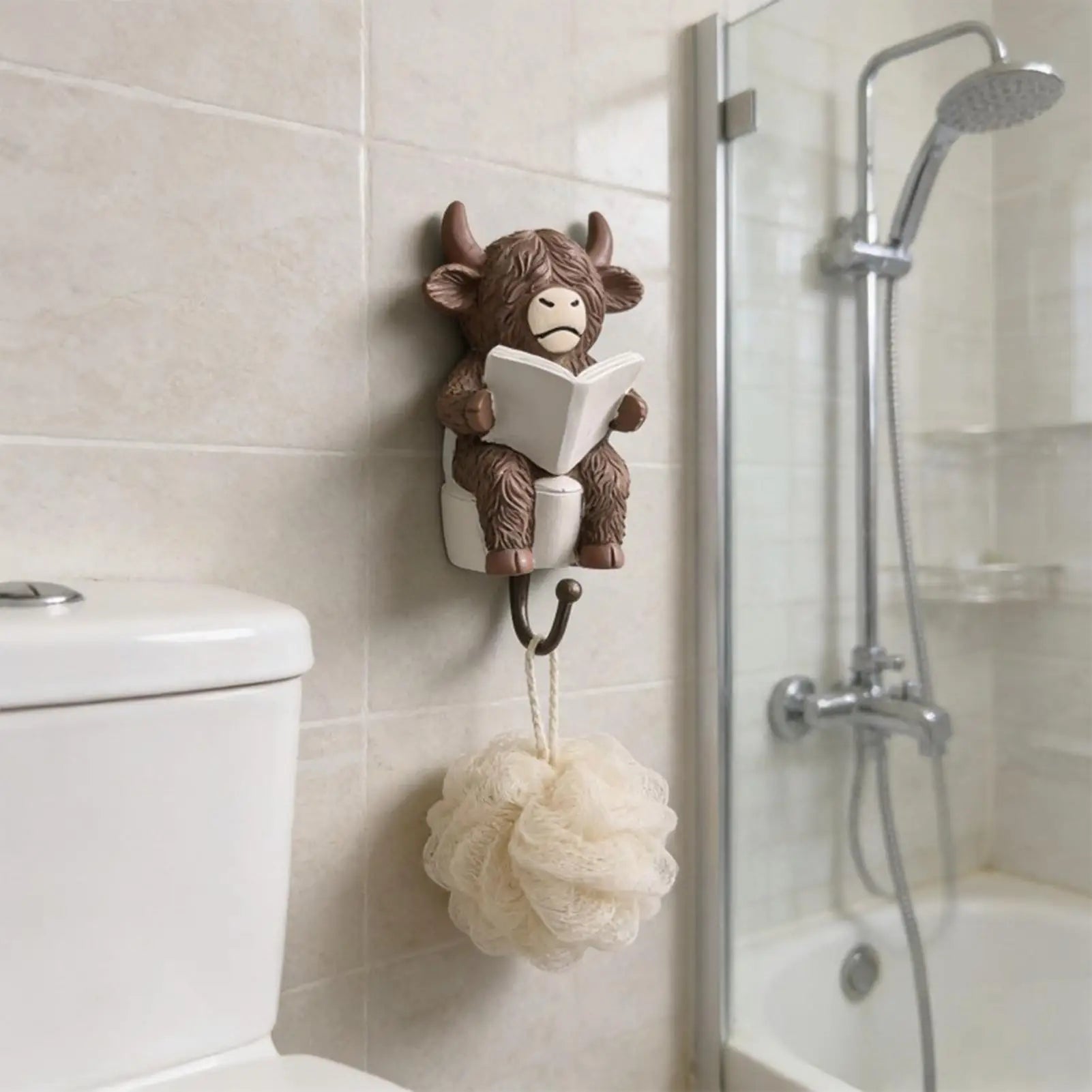 Towel Hooks Bathrooms Funny Resin Cow Figurines Bathroom Wall Hanger