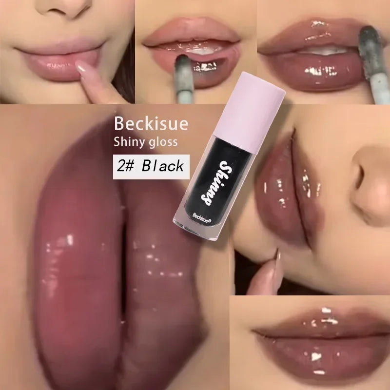 Mirror Lip Glaze Jelly Black Oil Water Gloss Moisturizing Translucent Zpaxo 02 black