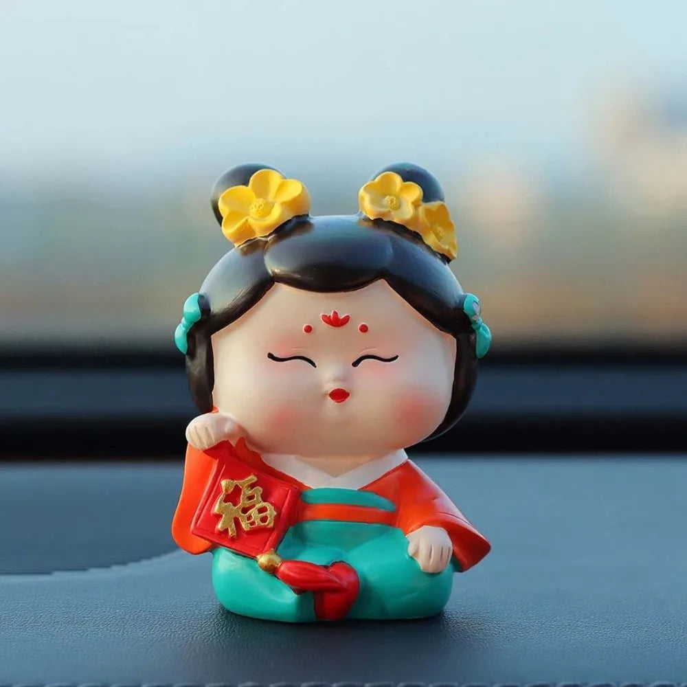 Resin Car Cute Doll Ornament Decorative Art Craft Chinese Ancient Zpaxo