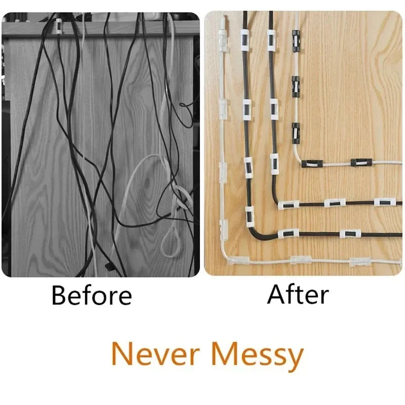 Self-Adhesive Cable Clips – Cord Organizer for Desk, Car & Home