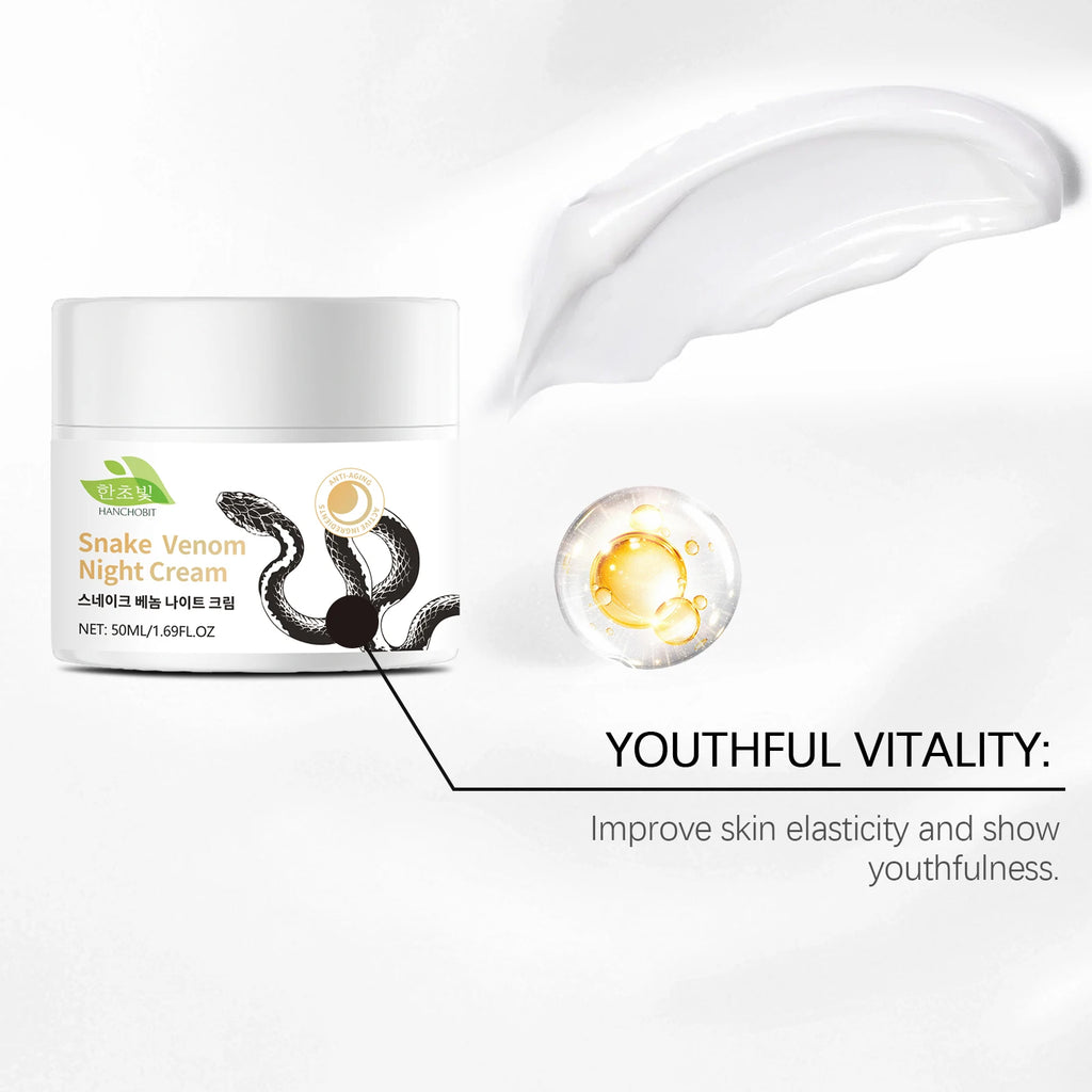 Snake Venom Night Cream: Daily Facial Care for Deep Nourishment, Refining Skin Texture, and Delivering a Smooth Complexion Zpaxo