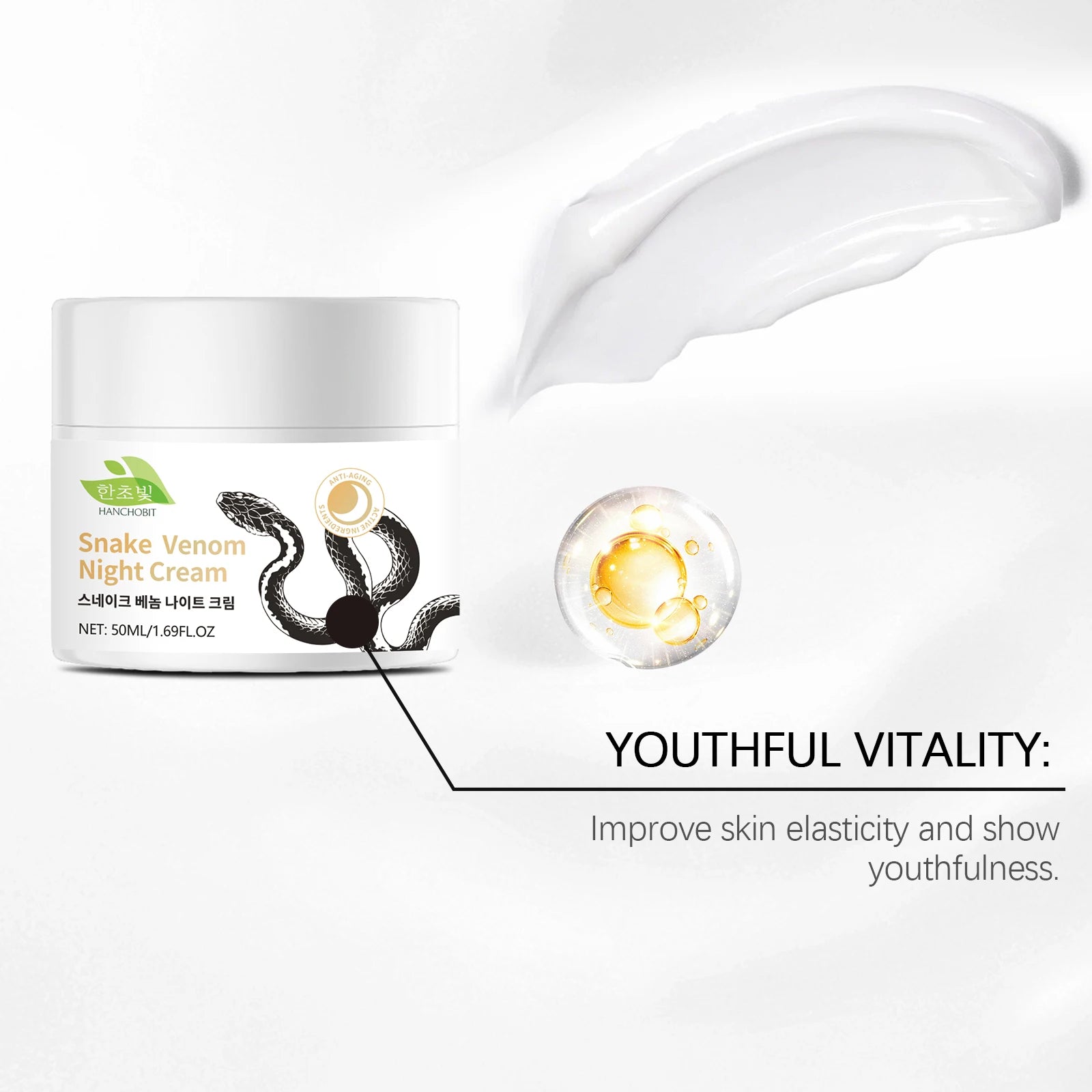Snake Venom Night Cream: Daily Facial Care for Deep Nourishment, Refining Skin Texture, and Delivering a Smooth Complexion Zpaxo
