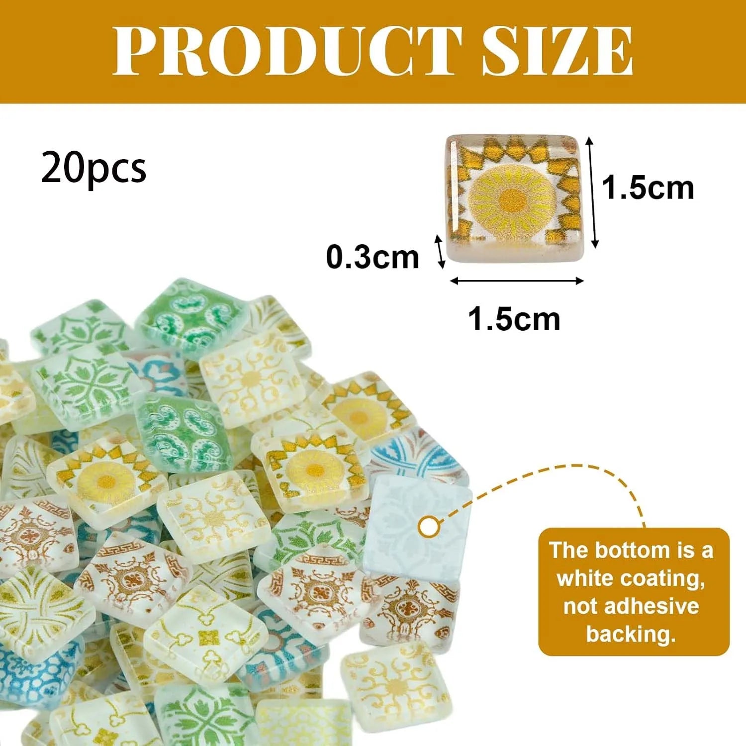 20-Pack Bohemian Crystal Glass Mosaic Tiles – 1.5cm DIY Craft Glass Mosaic Tiles Zpaxo 20PCS