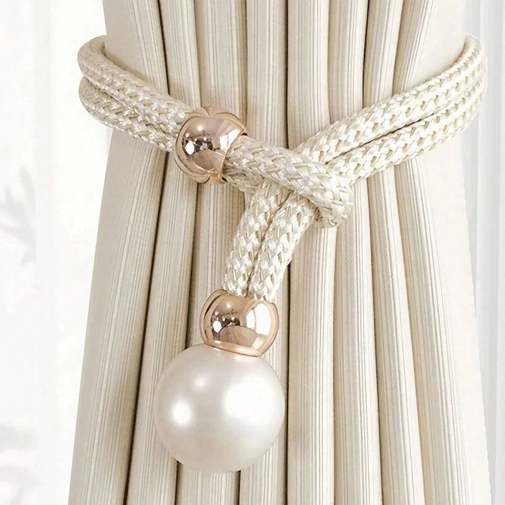 Pearl Curtain Tieback Adjustable Curtain Clip Tie Back Buckle Curtain Rope Pull-outs Curtain Decor for Home Bedroom Office Zpaxo