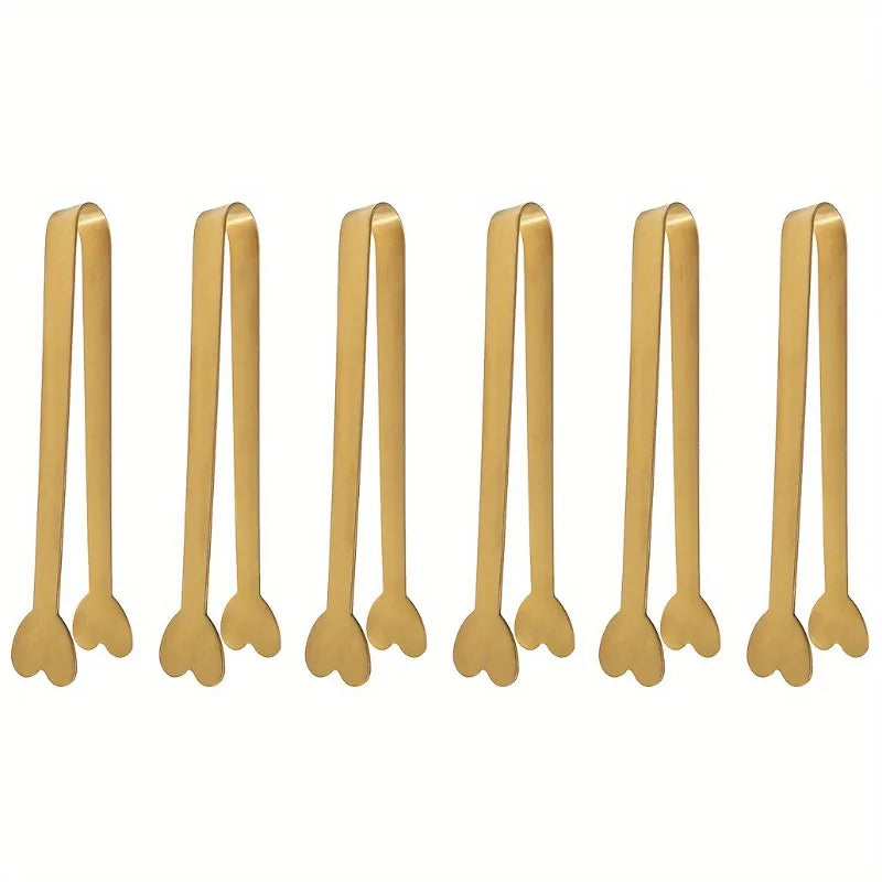 4/6PCS Stainless Steel Heart-Shaped Mini Tongs for Sugar/Ice Cubes Tea Party Wedding Coffee Bar Gift for Valentine's Day YUZI Zpaxo