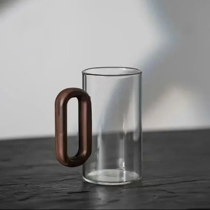 NewGlass Wood Single-layer Cup High Borosilicate Pyrex Tea Cup Large Capacity Drinking Water Coffee Cup Zpaxo