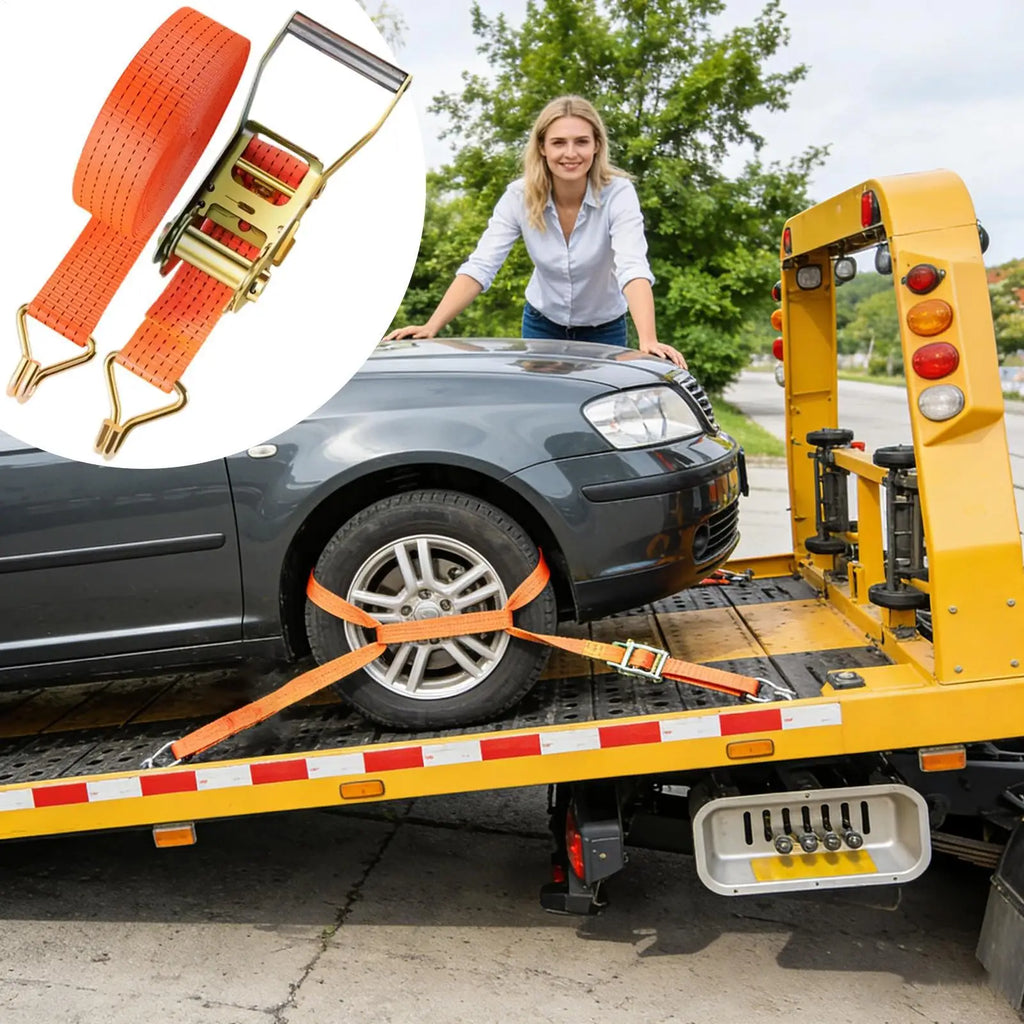 Tire Straps Heavy Duty Carabiner Ratchet Car Van Truck Vehicle