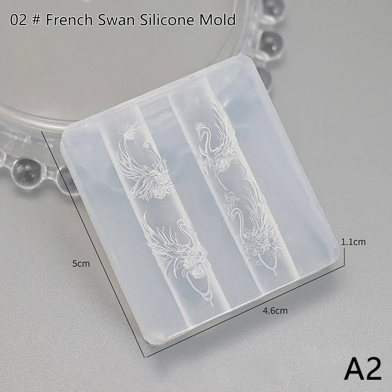 Silicone Flower Butterfly Nail Carving Mold 3D Stamping Plate Nails Zpaxo A2