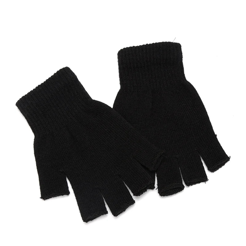 Autumn Winter New Half Finger Warm Gloves For Men Women Students Solid Knitted Mittens Outdoor Knitting Cycling Writing Gloves Zpaxo
