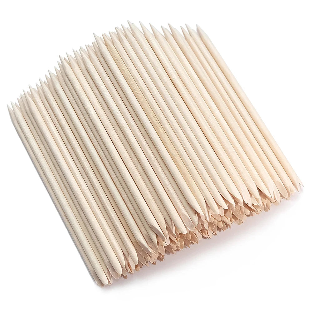 Nail Cuticle Pusher Orange Wood Sticks Nail Manicures Remover Wooden Design Nail Gel Polish Drawing Stick for Nail Art Zpaxo