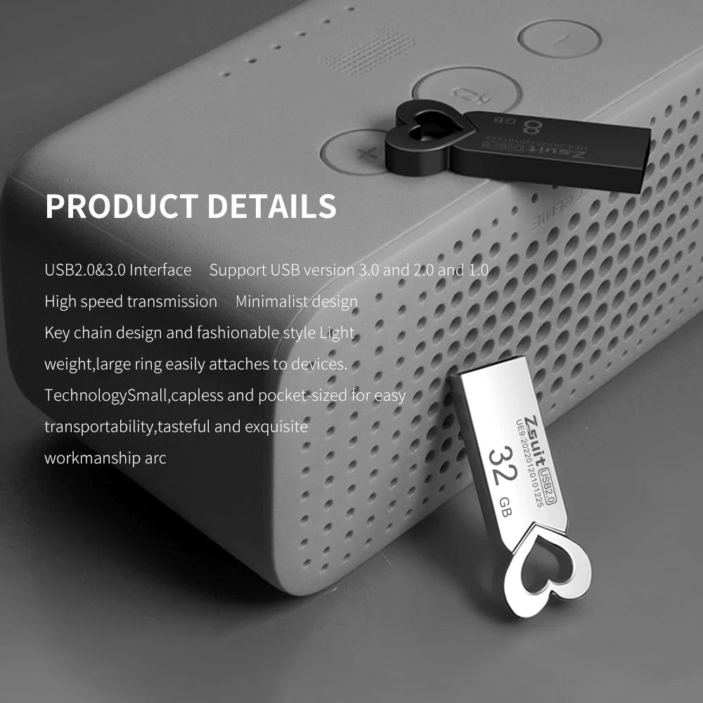 Metal USB3.0 flash drive Waterproof USB flash drive 8GB 16GB 32GB 64GB 128GB Pendrive Heart shaped USB flash drive for Lover Zpaxo