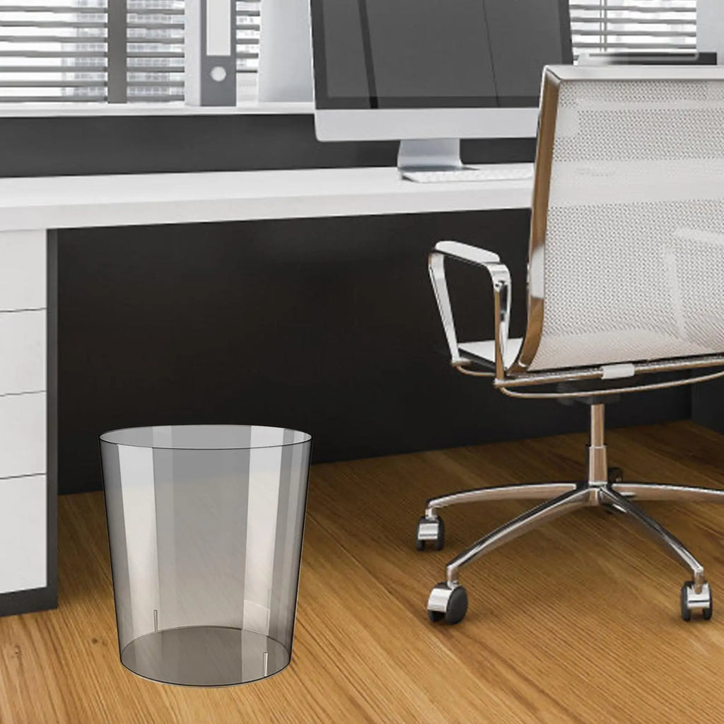 Waste Paper Bin Rubbish Bin Clear Round Dustbin Trash Can for Dressing Table Office Bedroom Kids Room Zpaxo Gray S