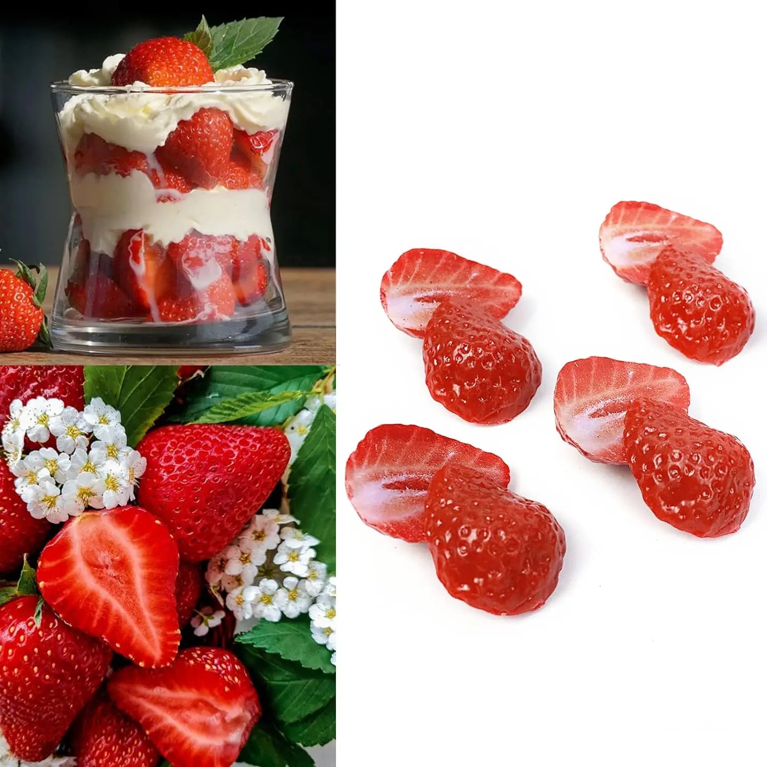 Artificial Strawberry Halves – Fake Fruit Decor & Props (10 Pack)