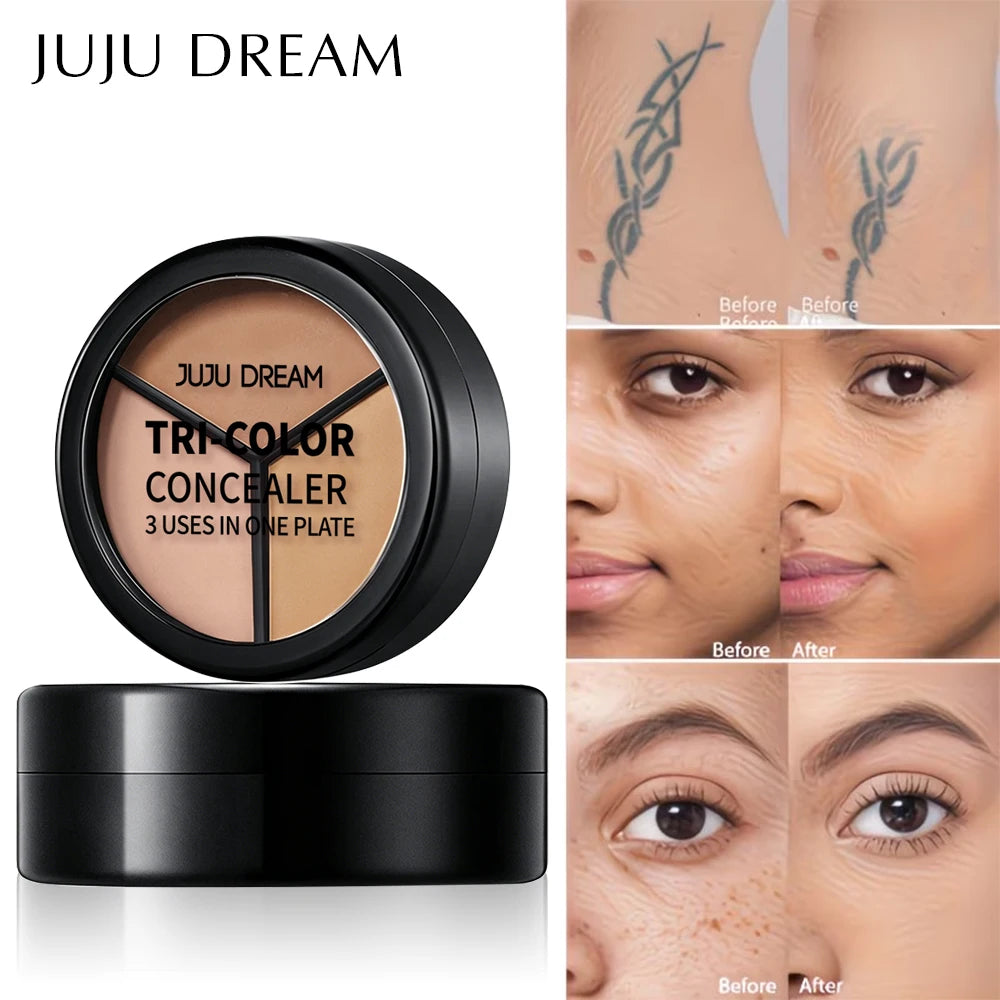 Professional Concealer Palette 3 Shades, Full Coverage Dark Circle Corrector, Face Makeup for Flawless Skin Zpaxo