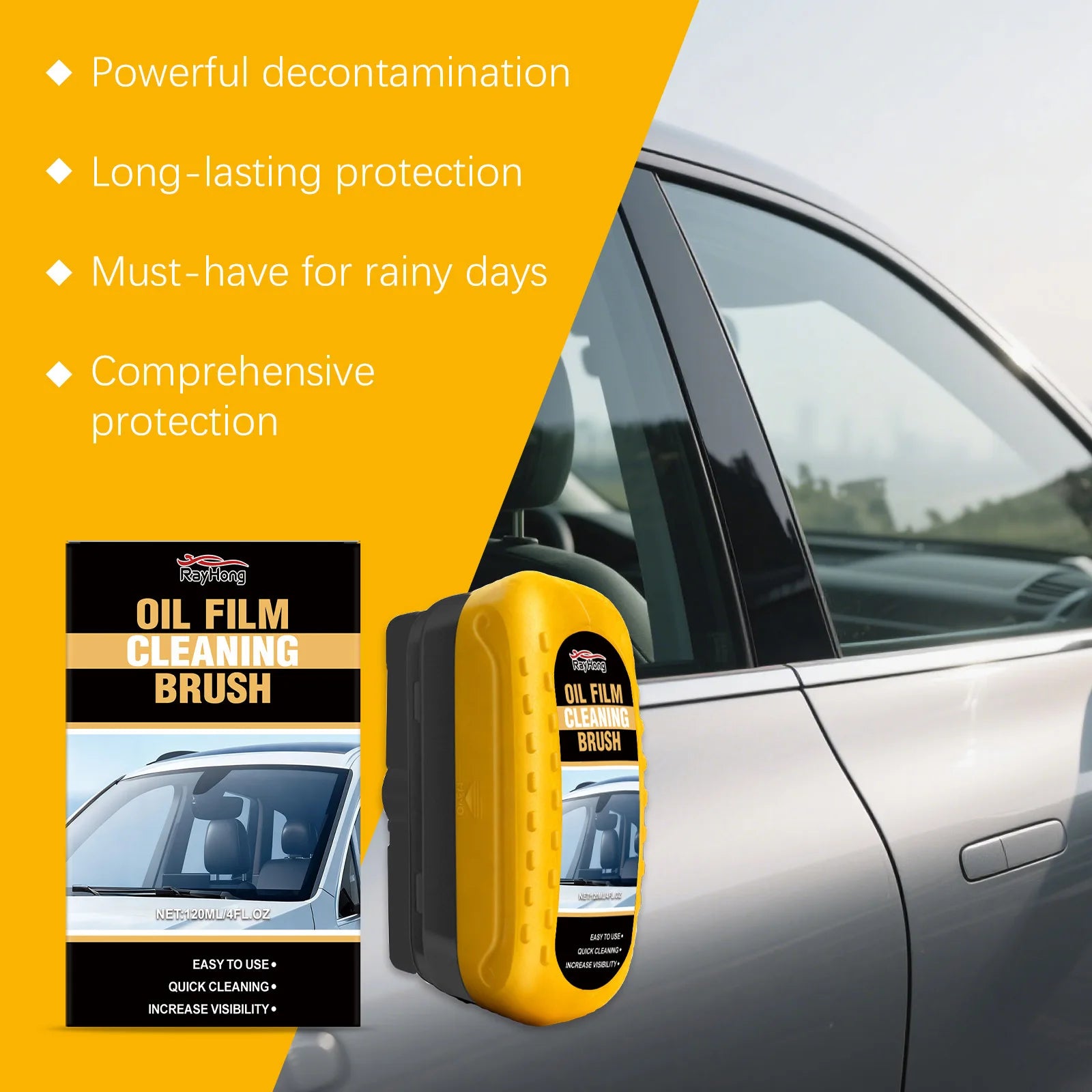 RayHong Car Glass Oil Film Remover Brush & Windshield Cleaner Auto Glass Cleaner Zpaxo